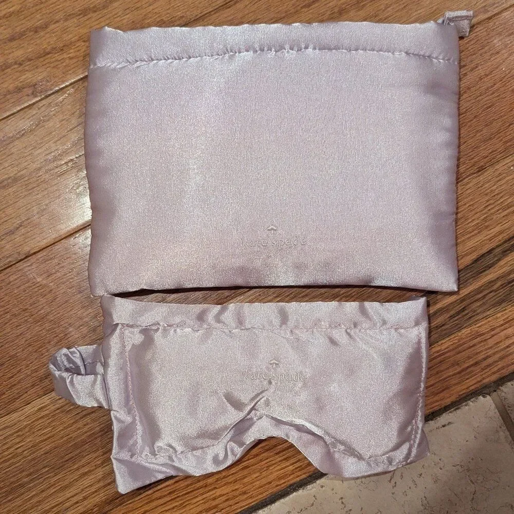 Kate Spade Light Purple Lilac‎ Satin Sleep Rest Spa Eye Mask and Carrying Pouch